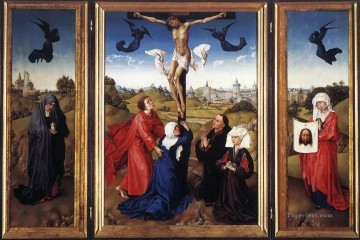 Crucifixion Triptych religious Rogier van der Weyden religious Christian Oil Paintings